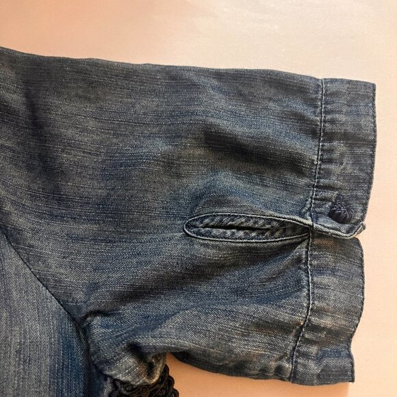 Soft Surroundings Blue Chambray Denim Embroidered Top - Picture 5 of 8